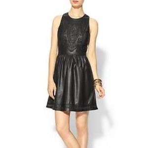 Sabine Solange Vegan Leather Mini Dress in Black